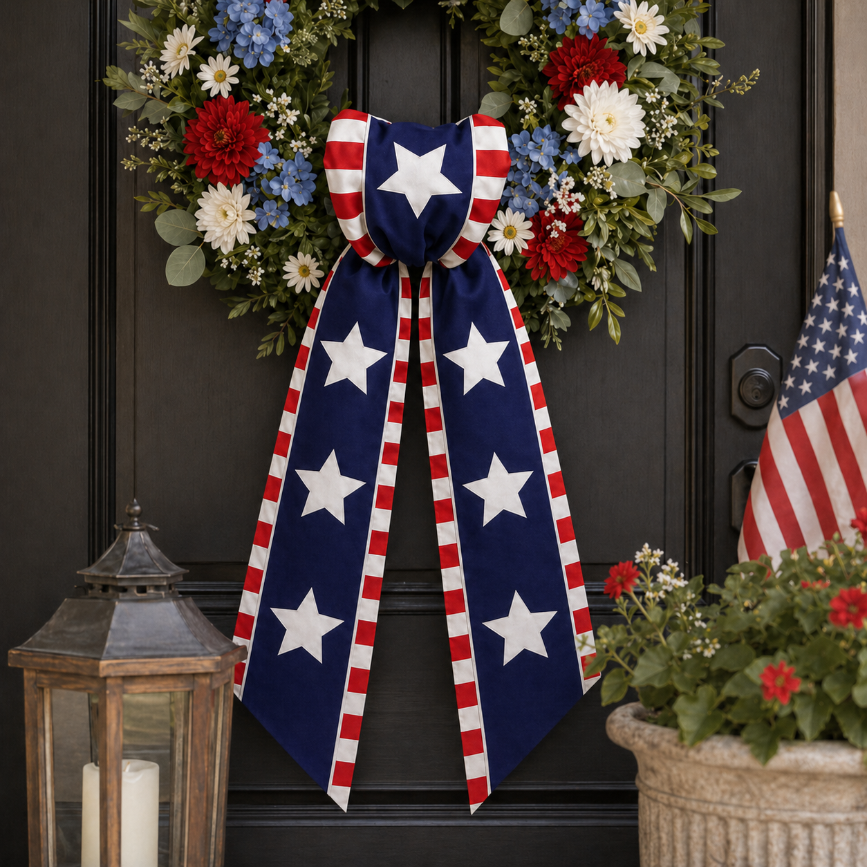 America 250th Anniversary Patriotic Wreath Ribbon Bow