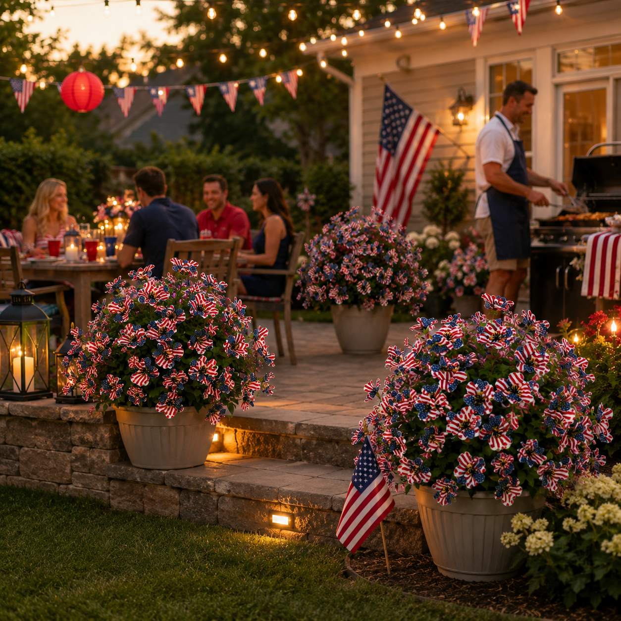 Patriotic Artificial Flower Garden Stake