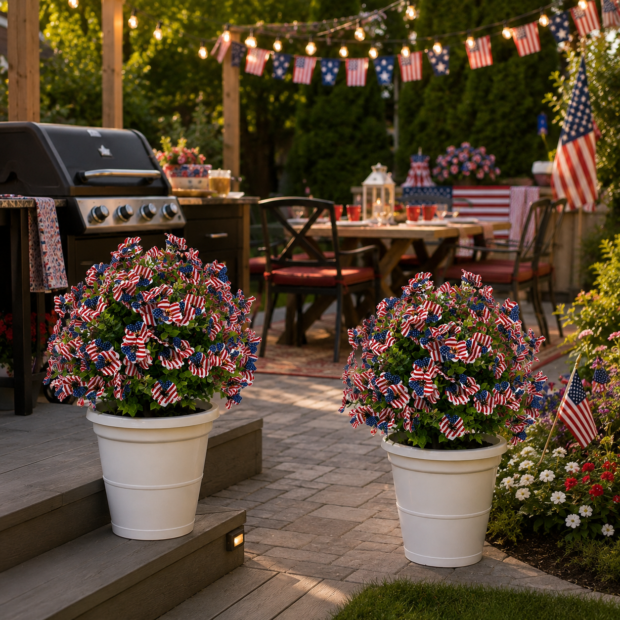 Patriotic Artificial Flower Garden Stake