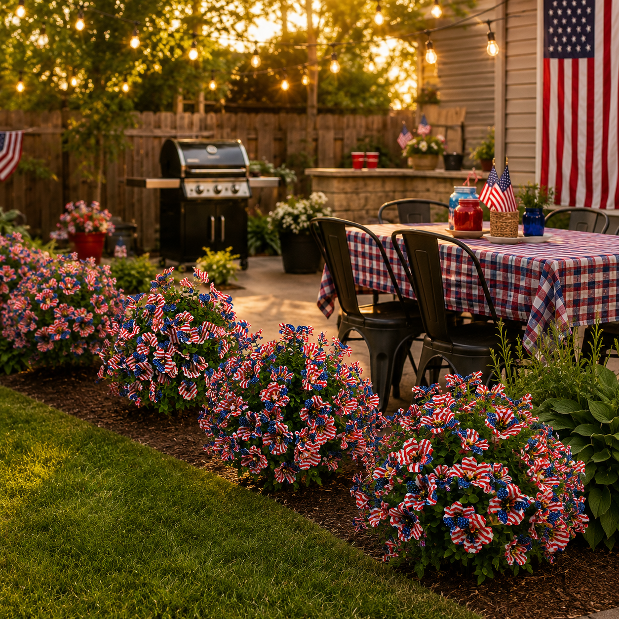 Patriotic Artificial Flower Garden Stake
