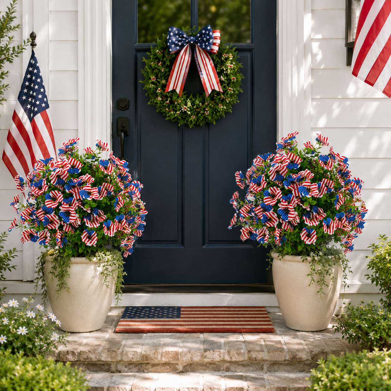 Patriotic Artificial Flower Garden Stake