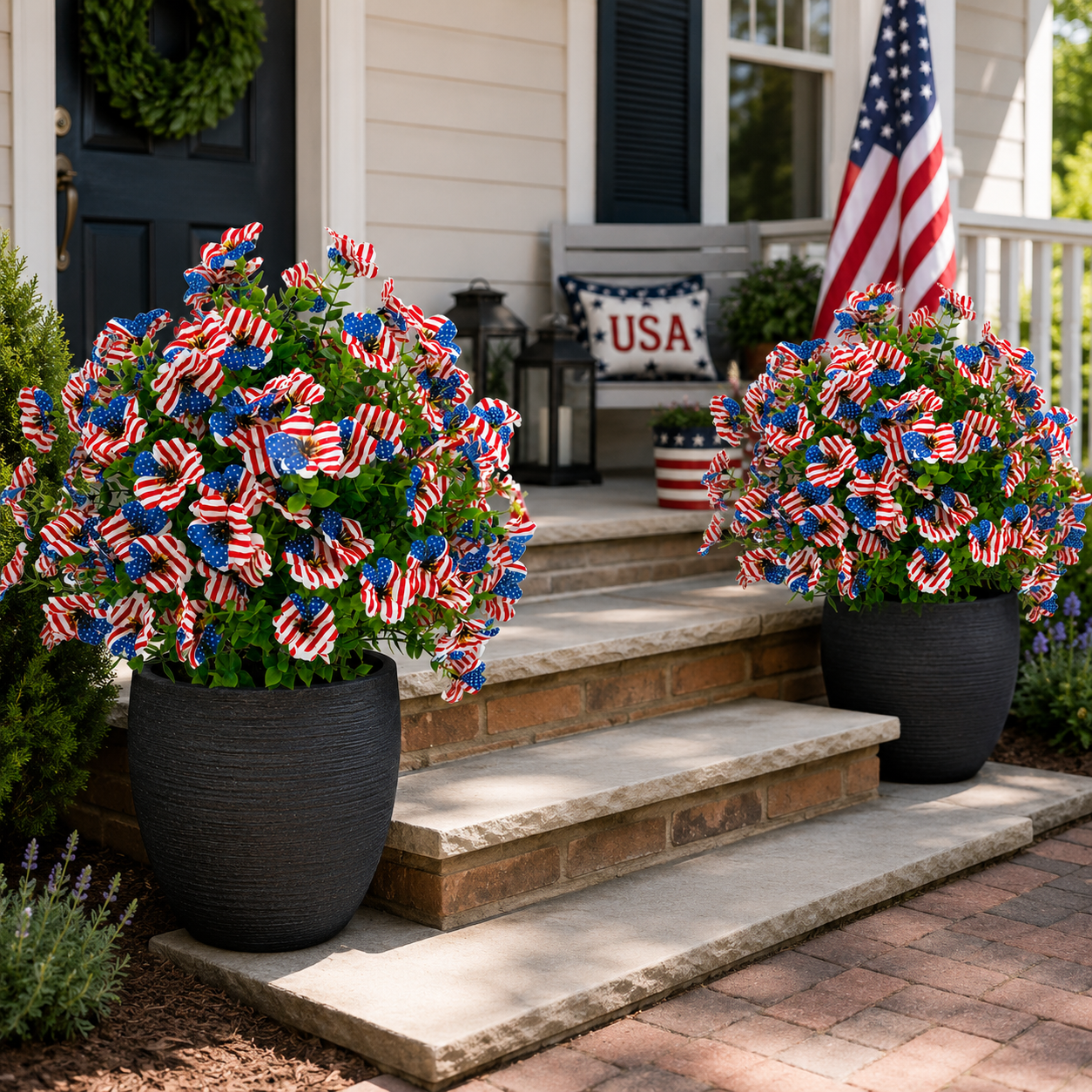 Patriotic Artificial Flower Garden Stake