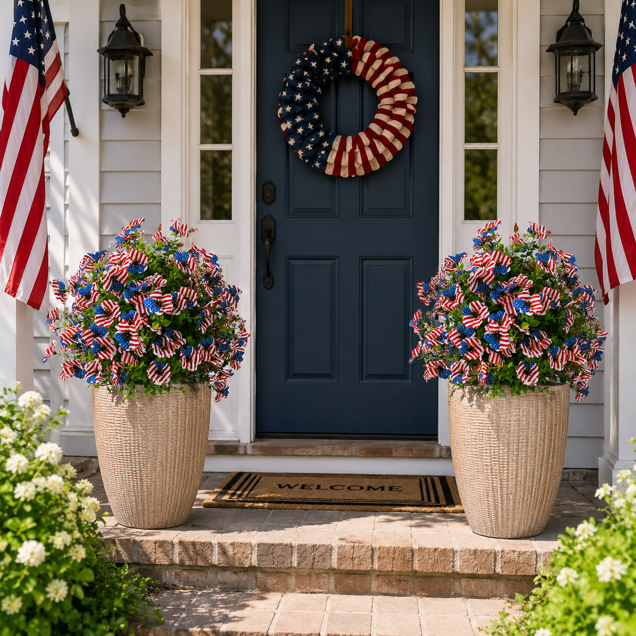 Patriotic Artificial Flower Garden Stake