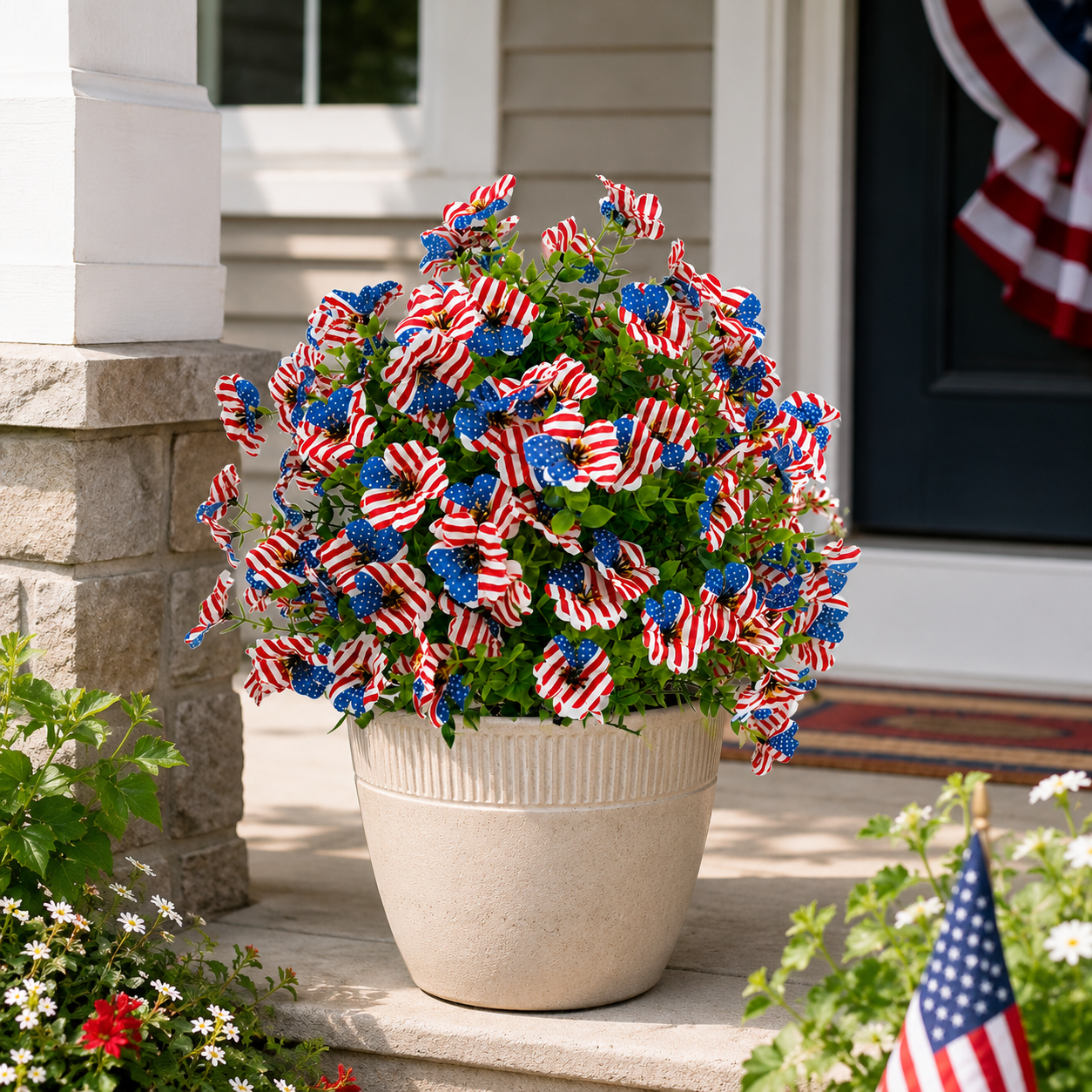 Patriotic Artificial Flower Garden Stake