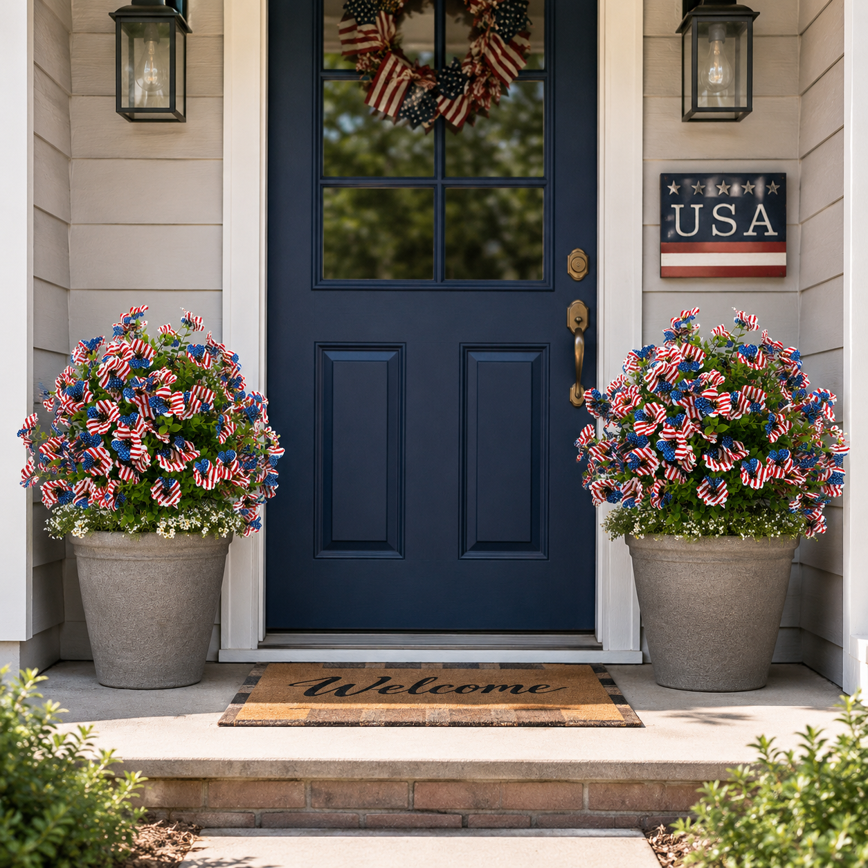 Patriotic Artificial Flower Garden Stake