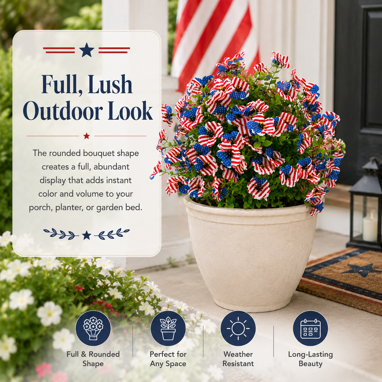 Patriotic Artificial Flower Garden Stake