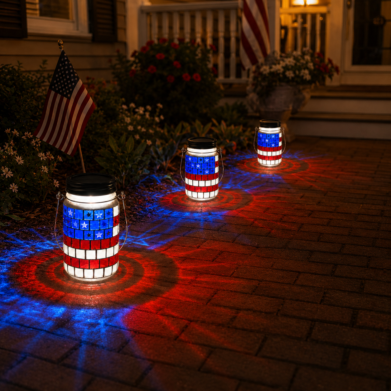 4th of July Solar Patriotic Mason Jar Lantern