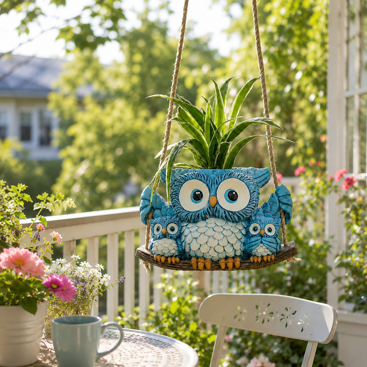 Owl Family Hanging Planter