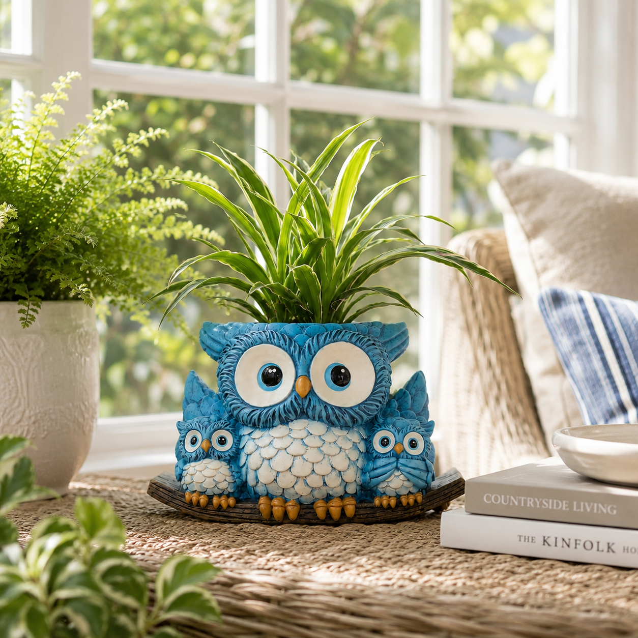 Owl Family Hanging Planter