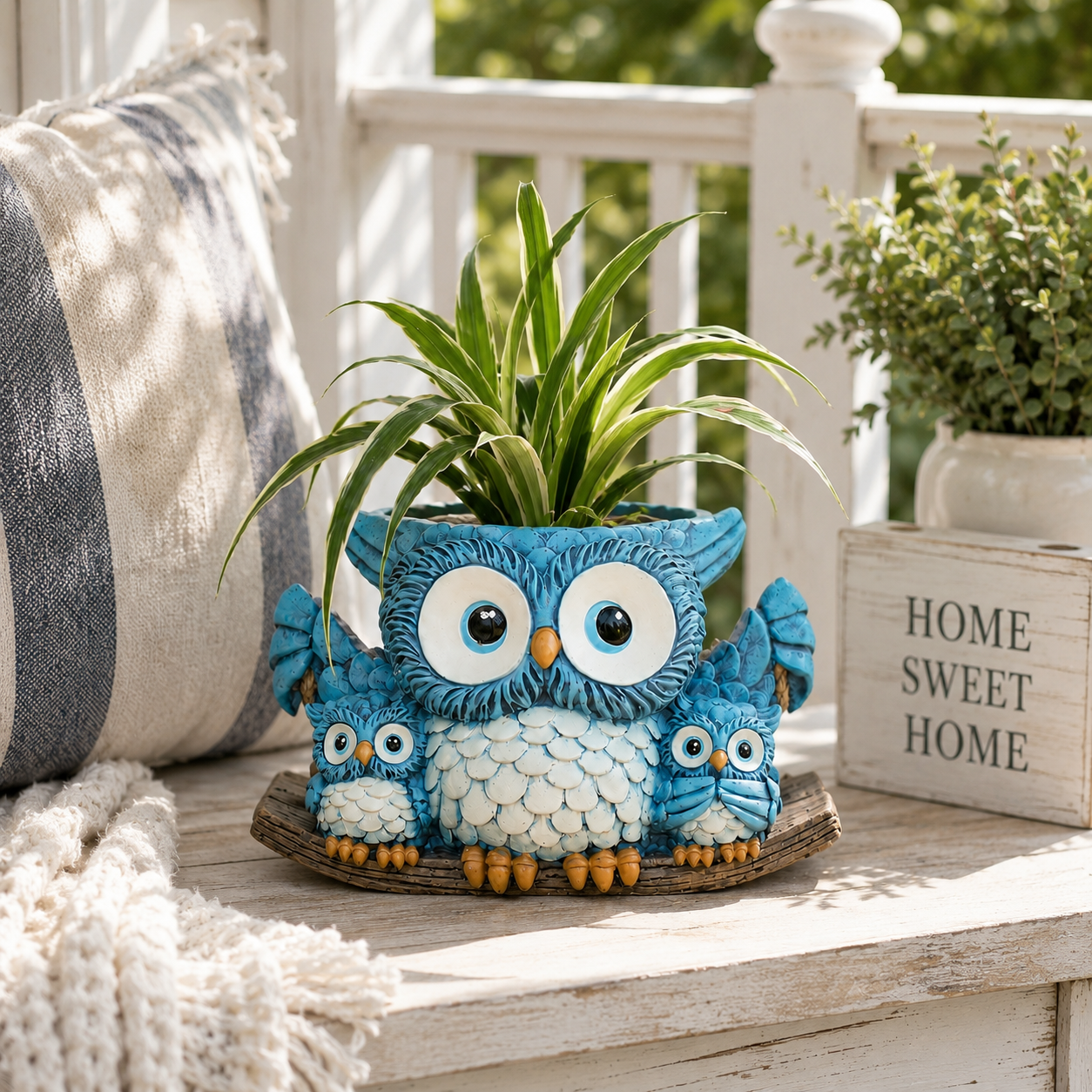Owl Family Hanging Planter