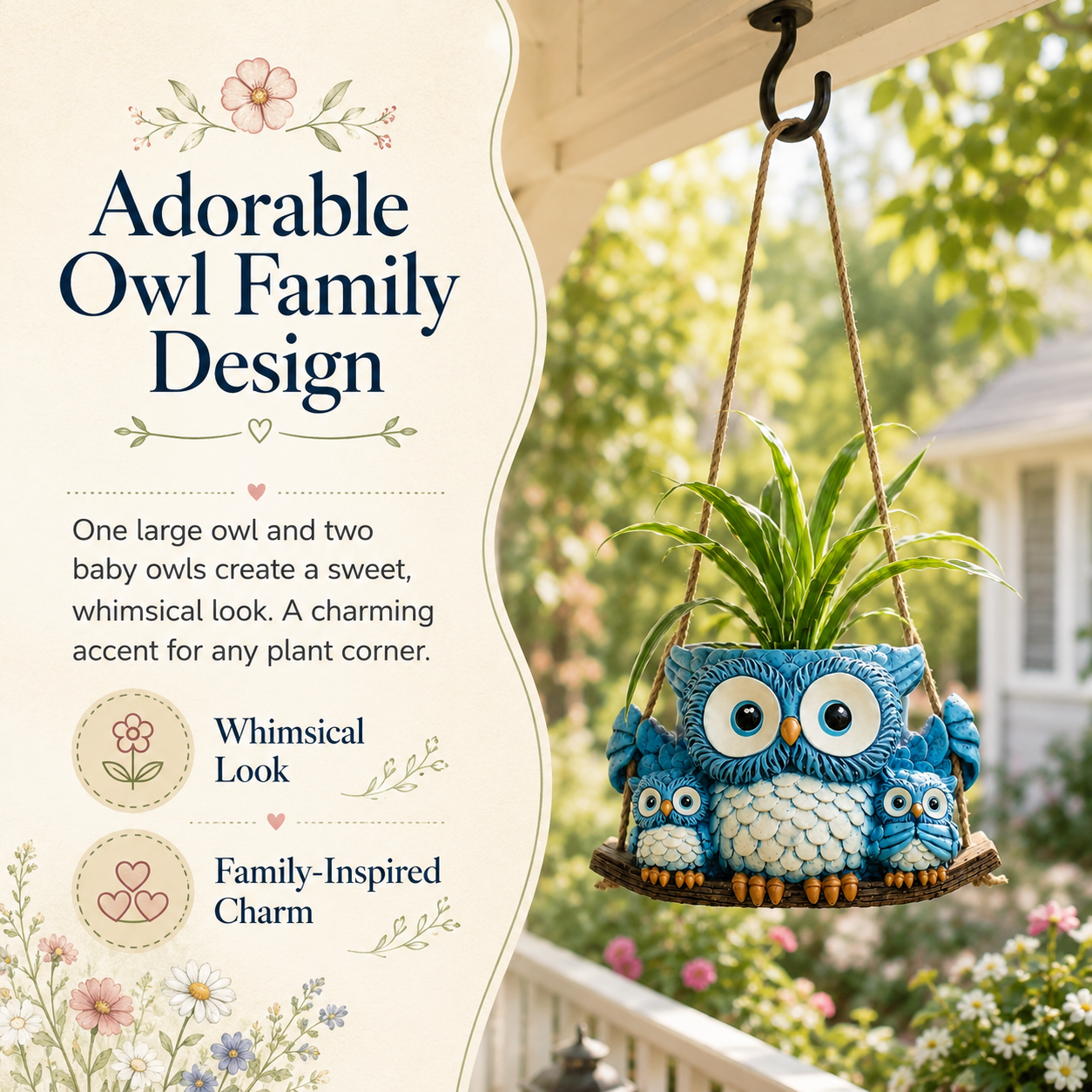 Owl Family Hanging Planter