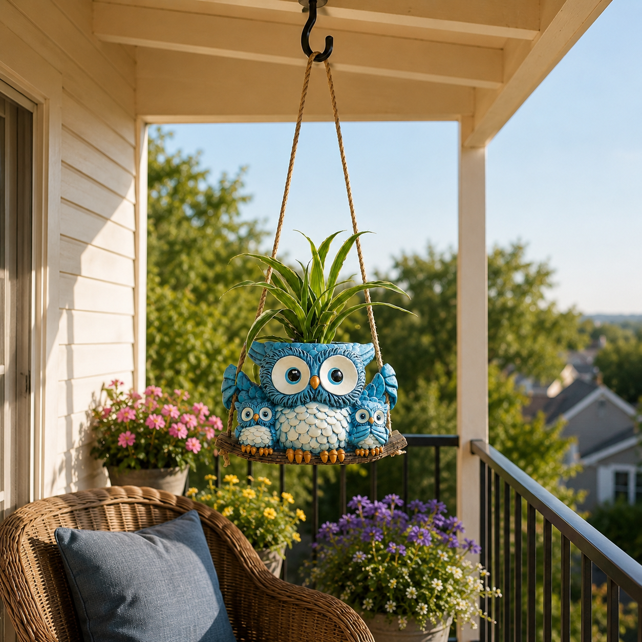 Owl Family Hanging Planter