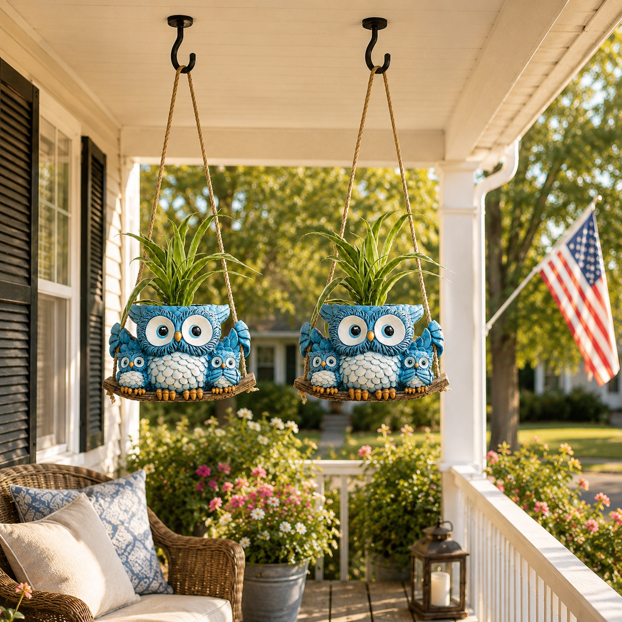 Owl Family Hanging Planter