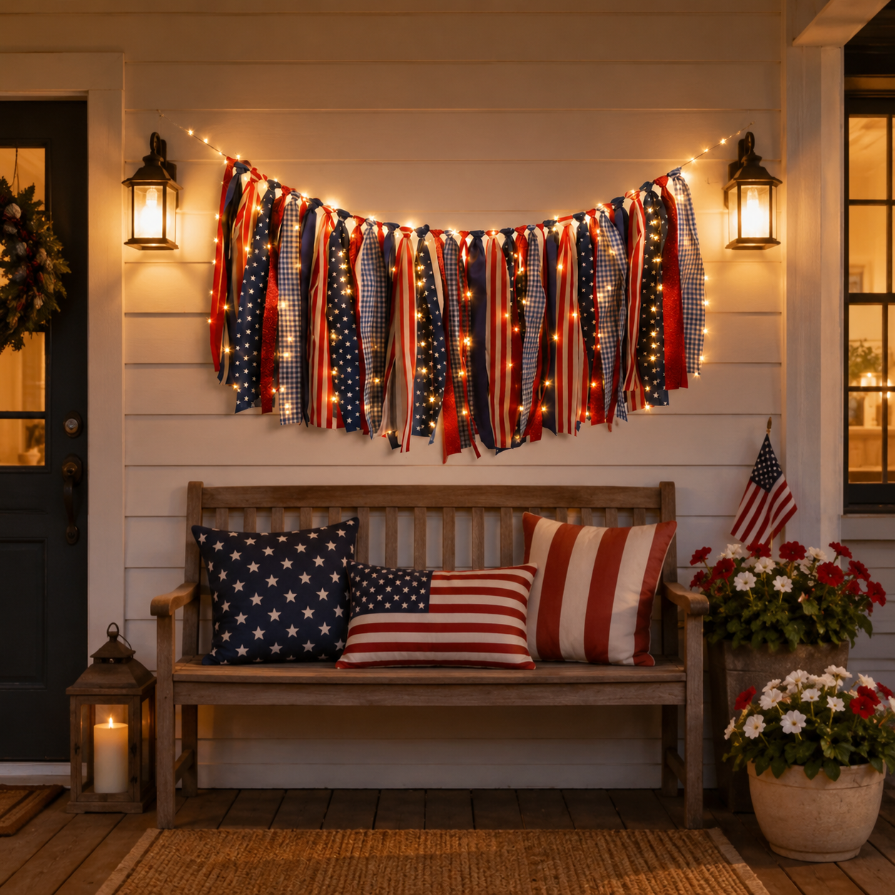 5.9 ft Patriotic Lighted Ribbon Garland
