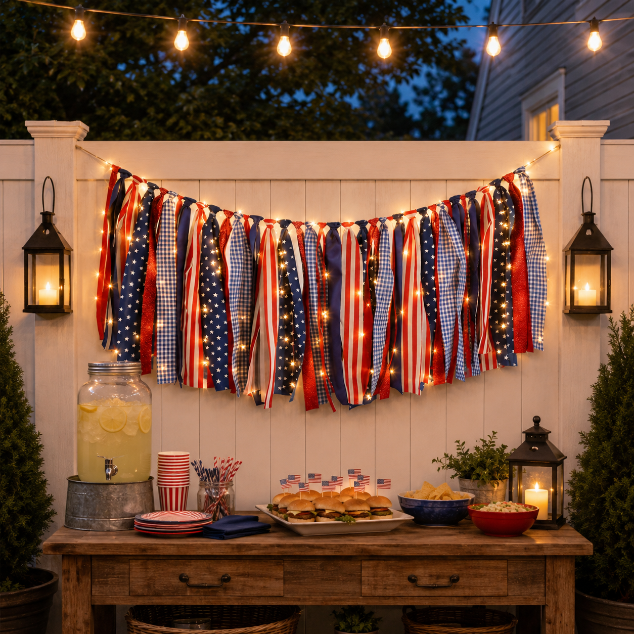 5.9 ft Patriotic Lighted Ribbon Garland