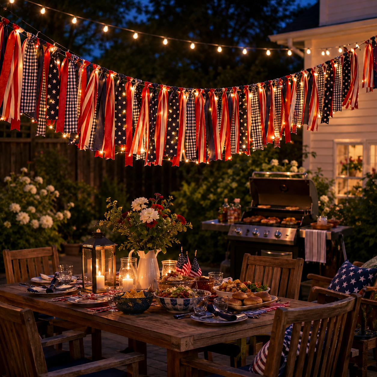 5.9 ft Patriotic Lighted Ribbon Garland