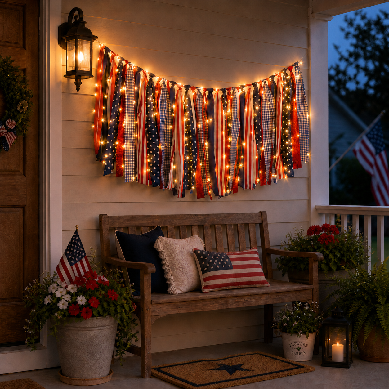 5.9 ft Patriotic Lighted Ribbon Garland