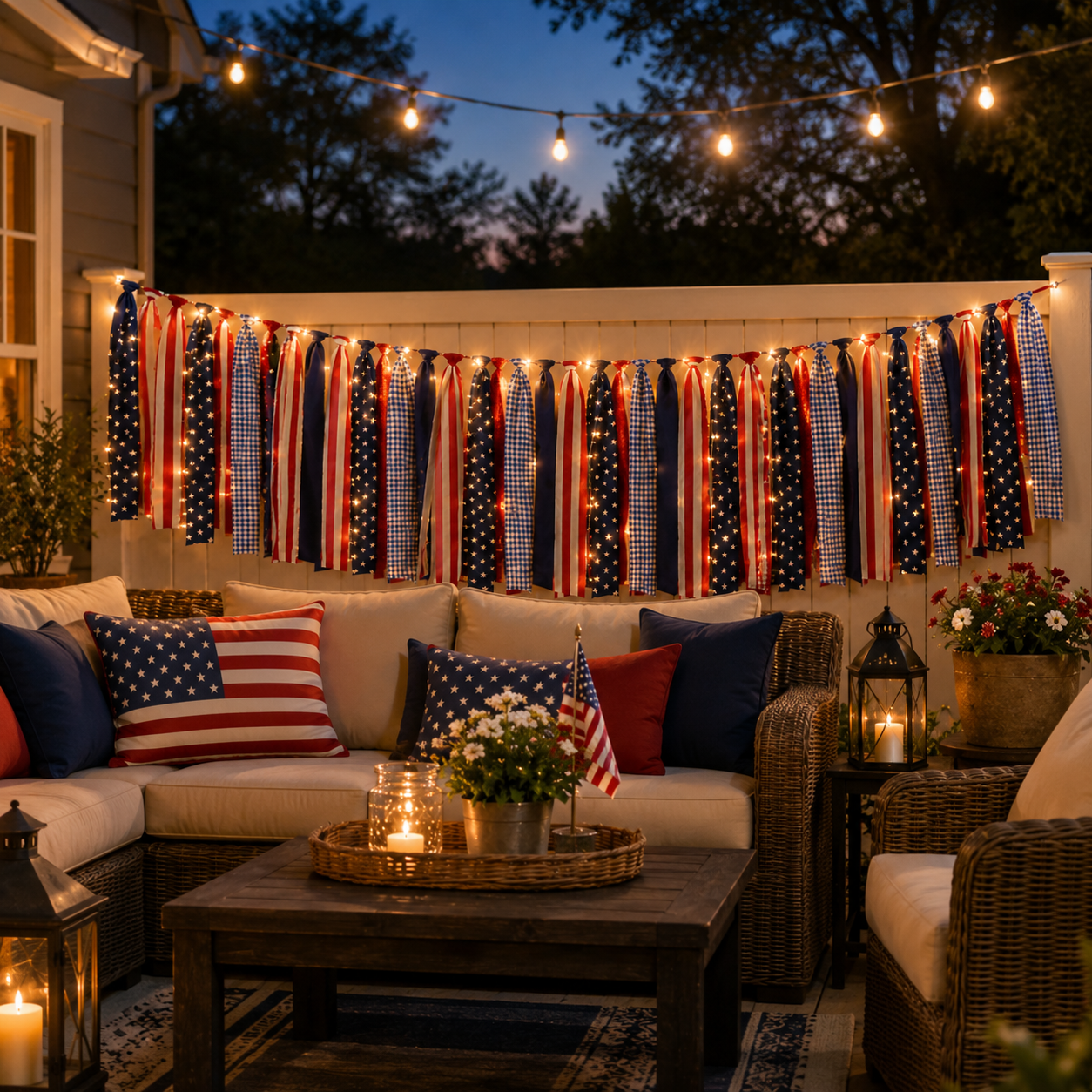 5.9 ft Patriotic Lighted Ribbon Garland