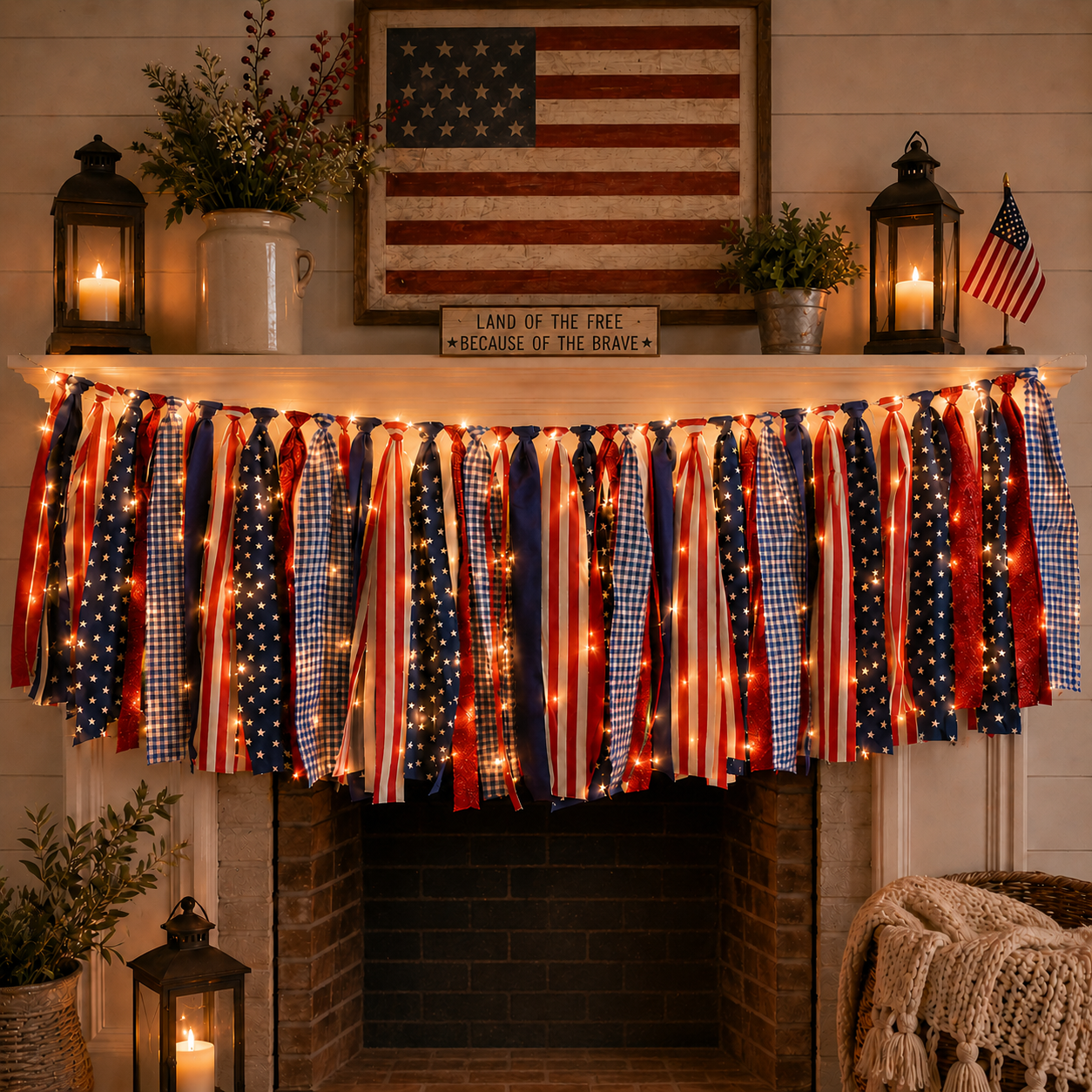5.9 ft Patriotic Lighted Ribbon Garland