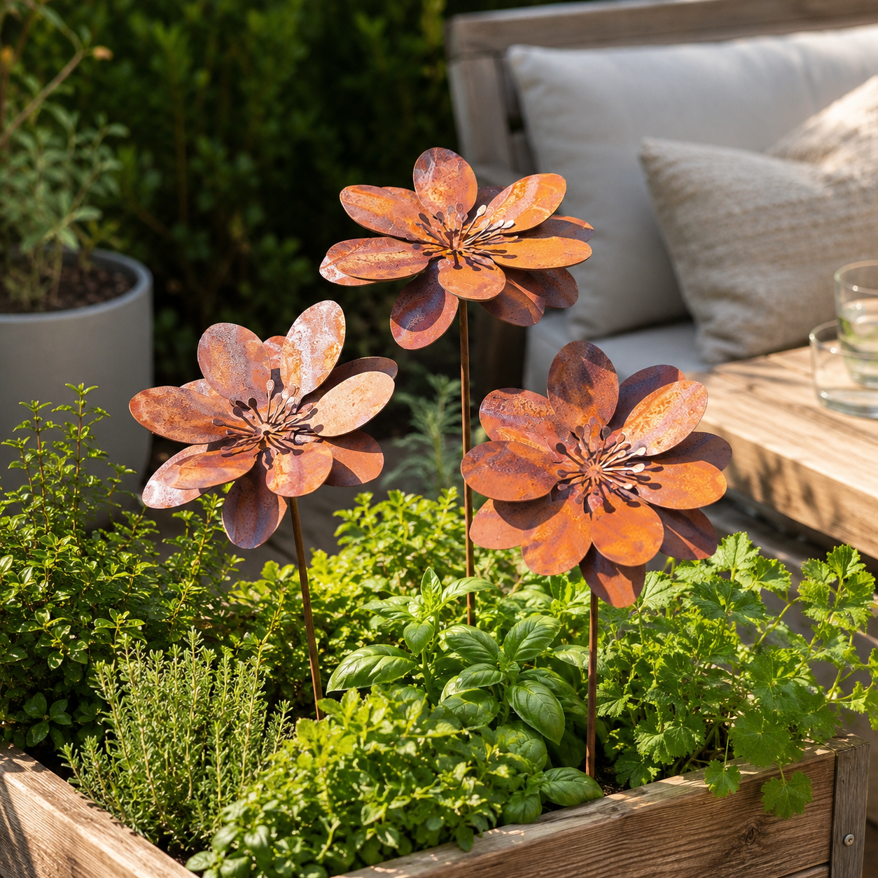 Rustic Metal Flower Garden Stakes
