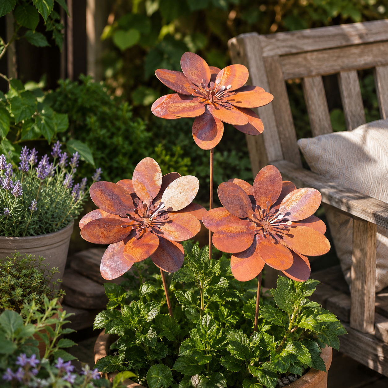 Rustic Metal Flower Garden Stakes