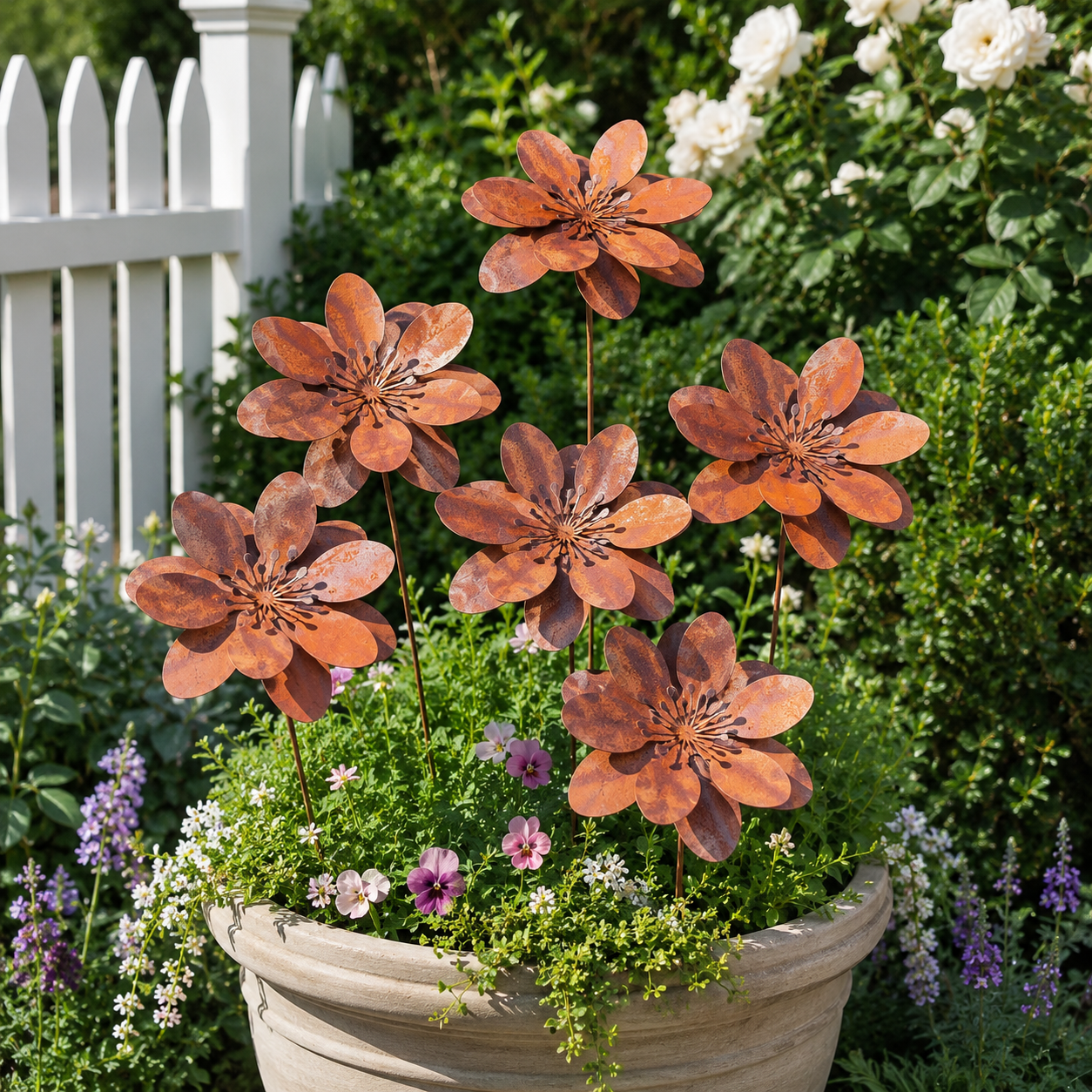 Rustic Metal Flower Garden Stakes