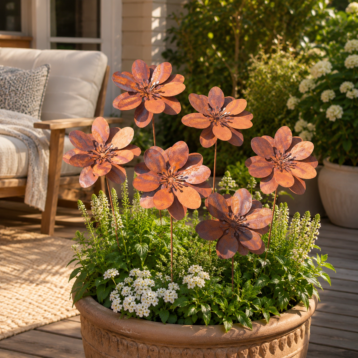Rustic Metal Flower Garden Stakes