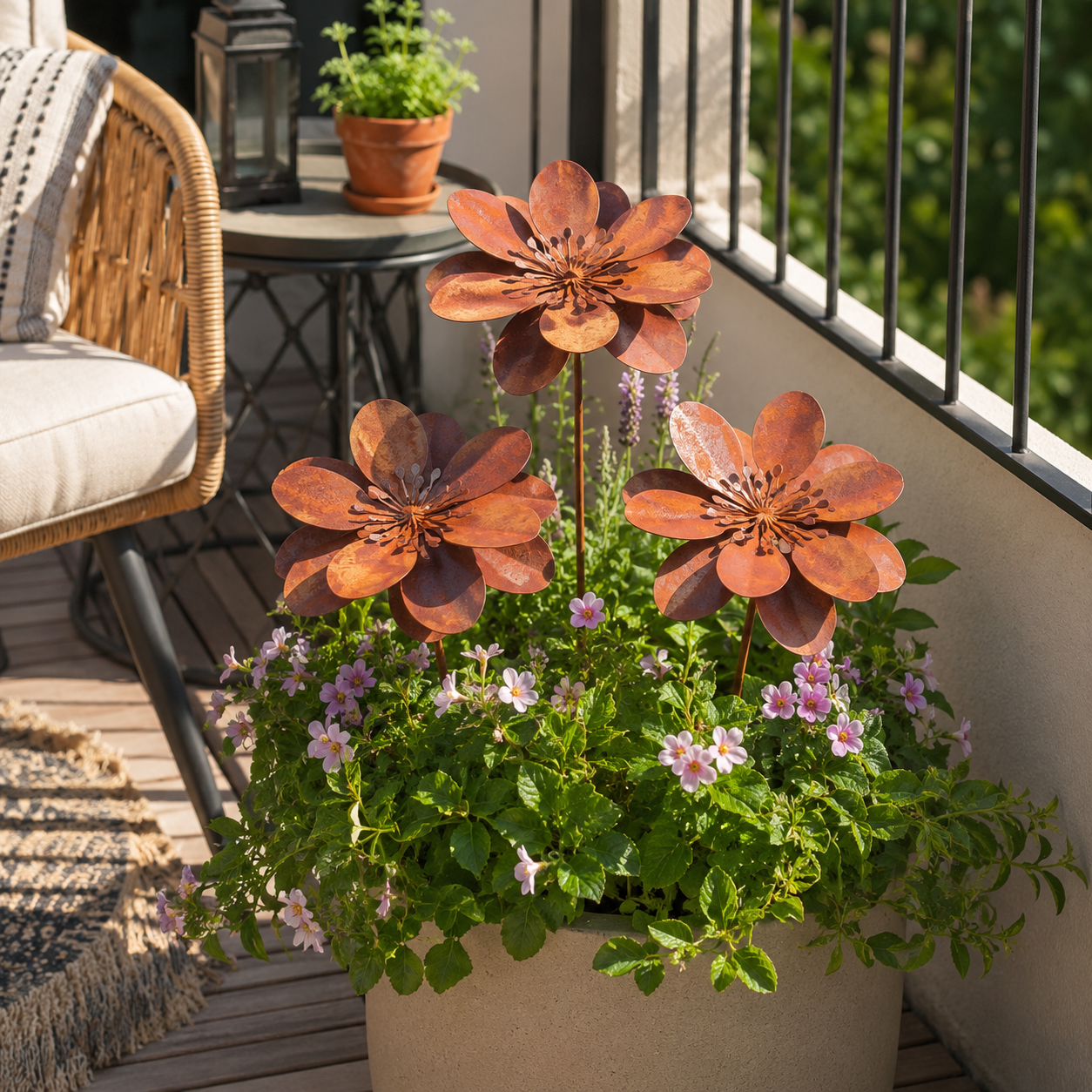 Rustic Metal Flower Garden Stakes