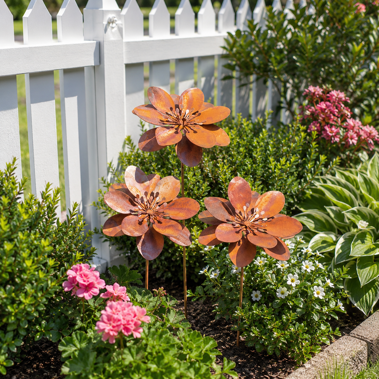 Rustic Metal Flower Garden Stakes