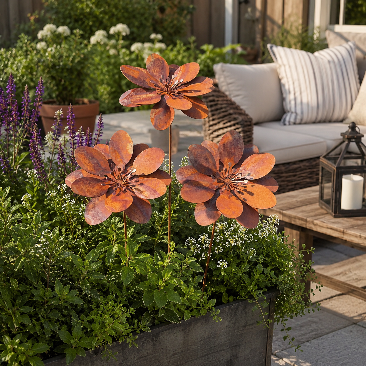 Rustic Metal Flower Garden Stakes