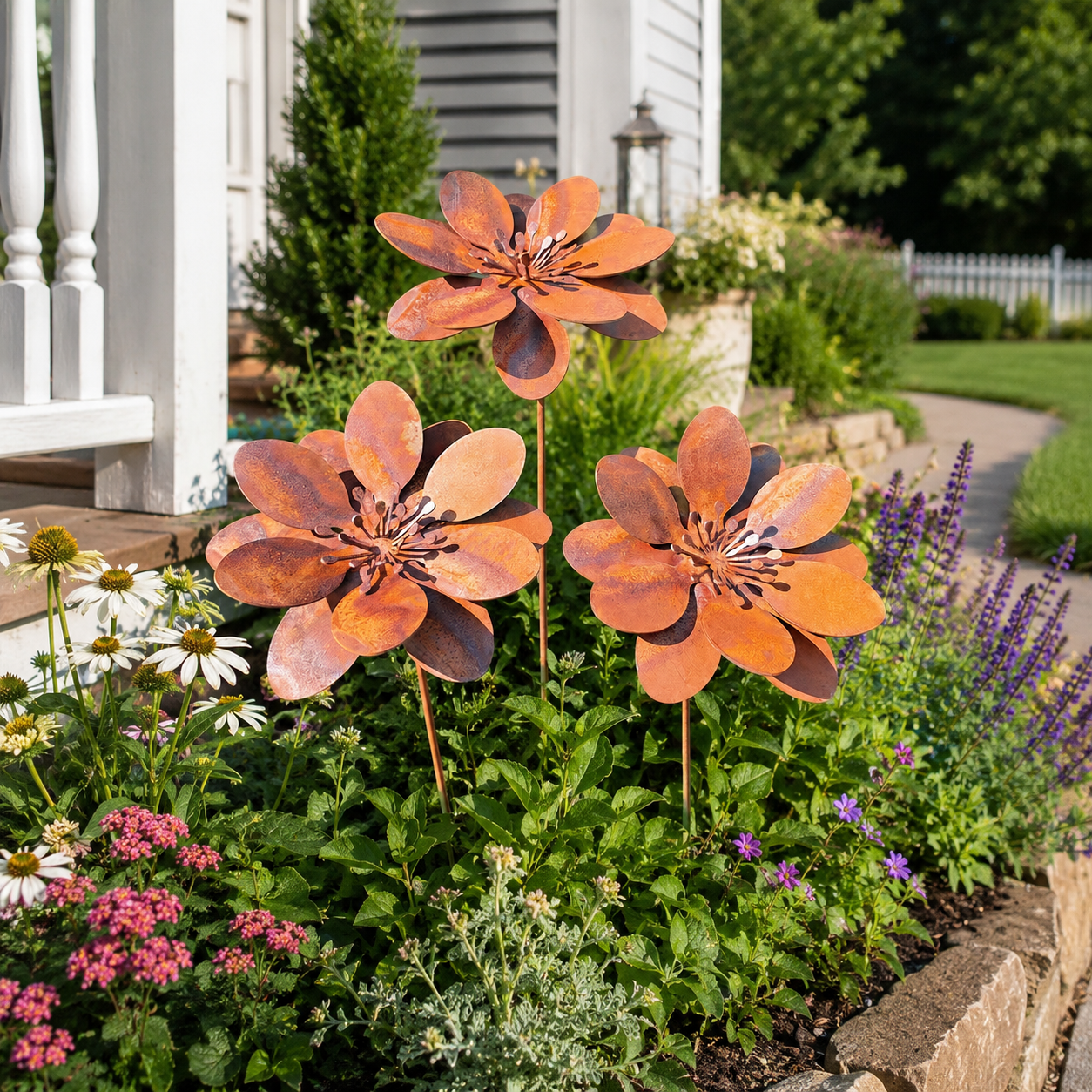 Rustic Metal Flower Garden Stakes