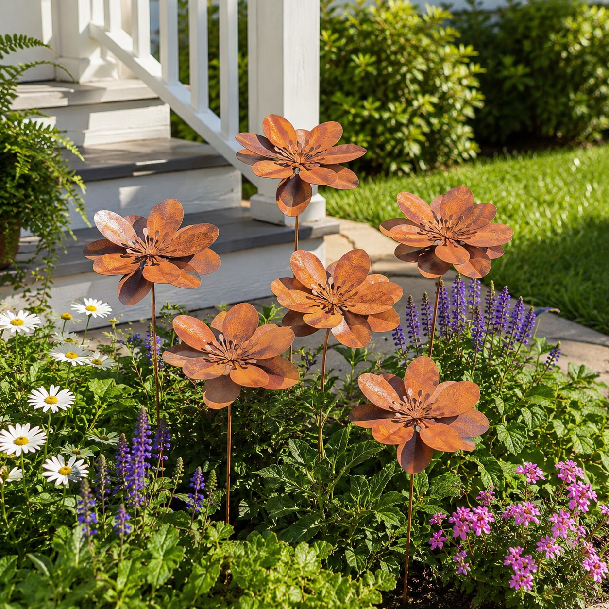 Rustic Metal Flower Garden Stakes