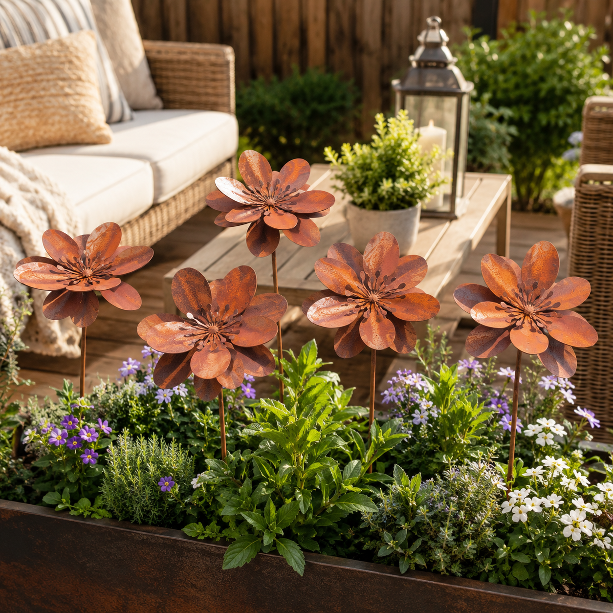 Rustic Metal Flower Garden Stakes