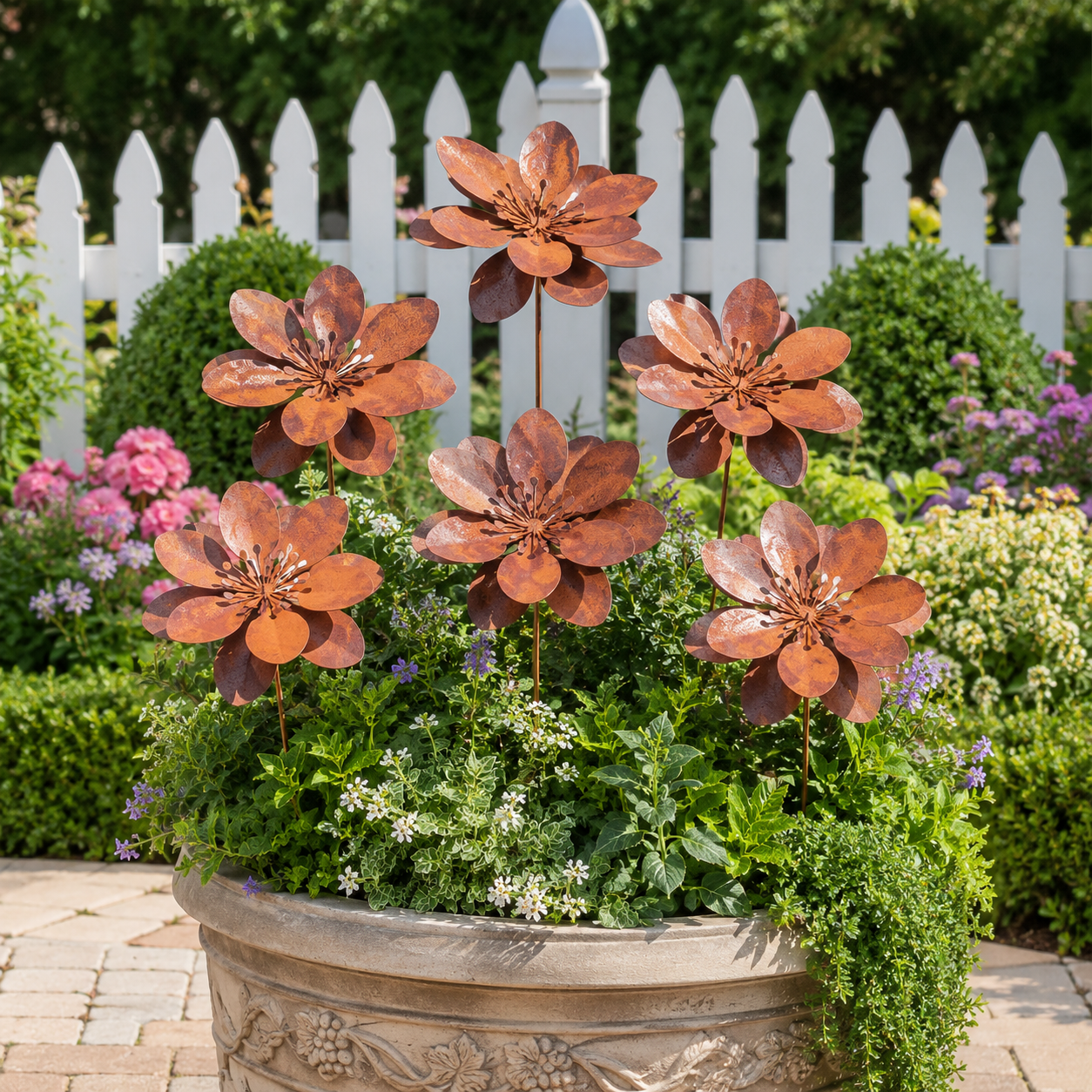 Rustic Metal Flower Garden Stakes