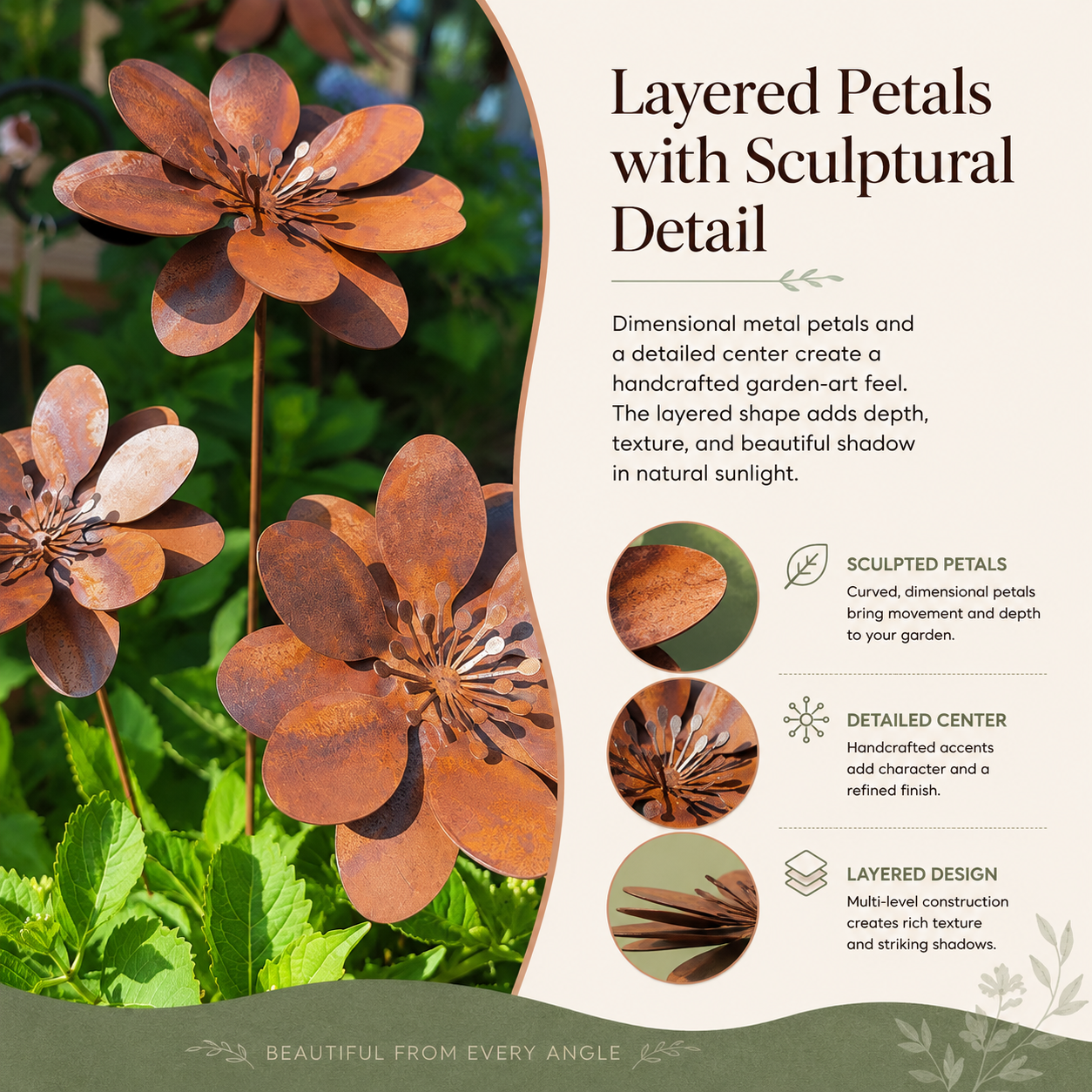 Rustic Metal Flower Garden Stakes