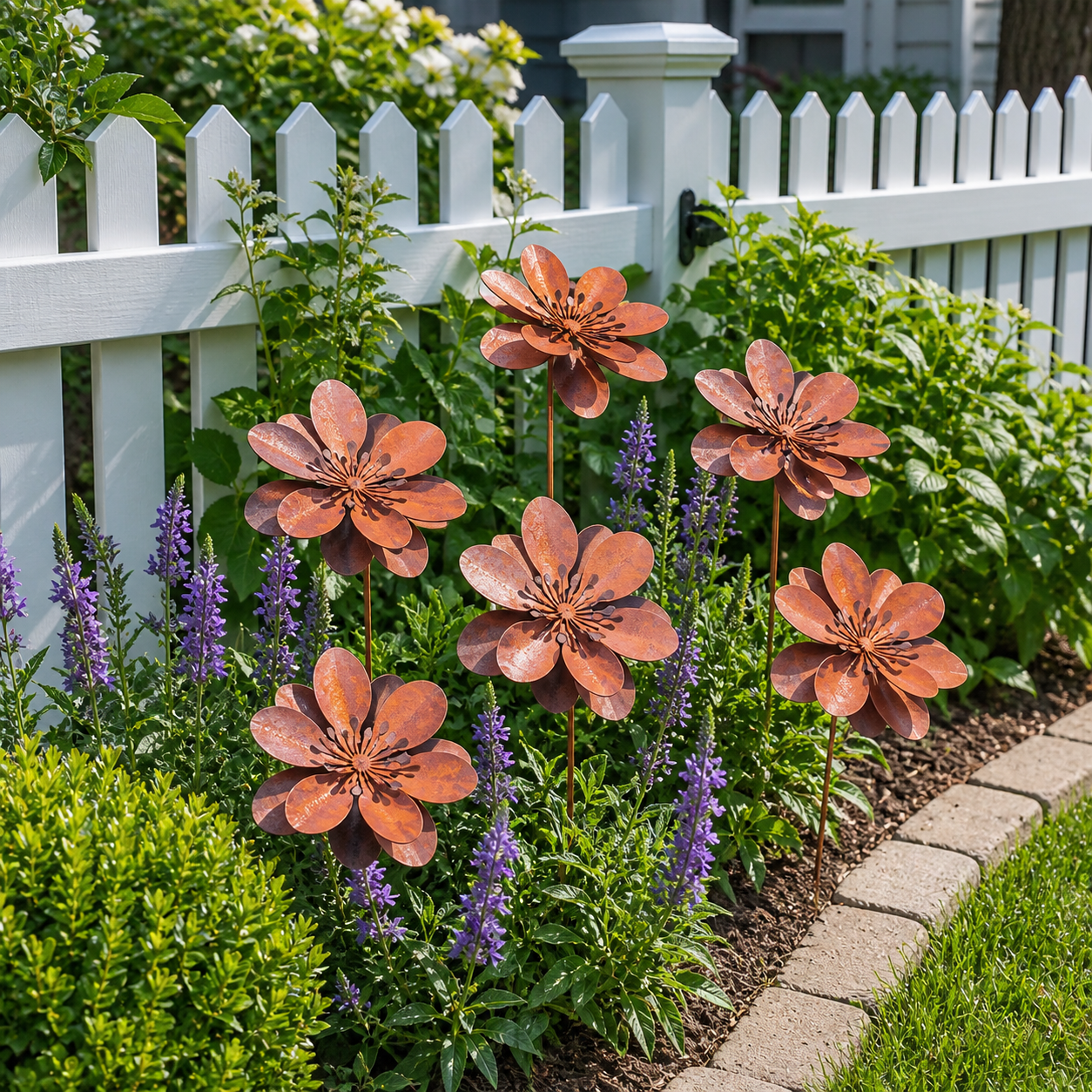 Rustic Metal Flower Garden Stakes
