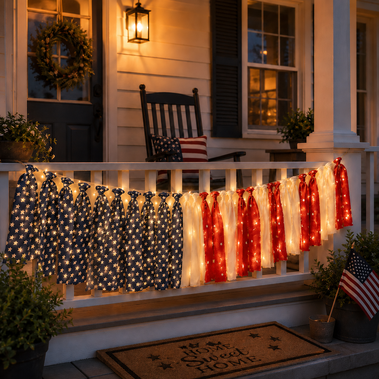 5.9 ft Patriotic Lighted Ribbon Garland