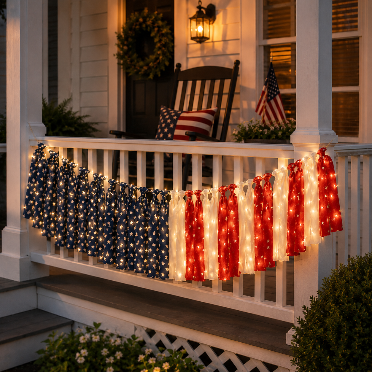 5.9 ft Patriotic Lighted Ribbon Garland