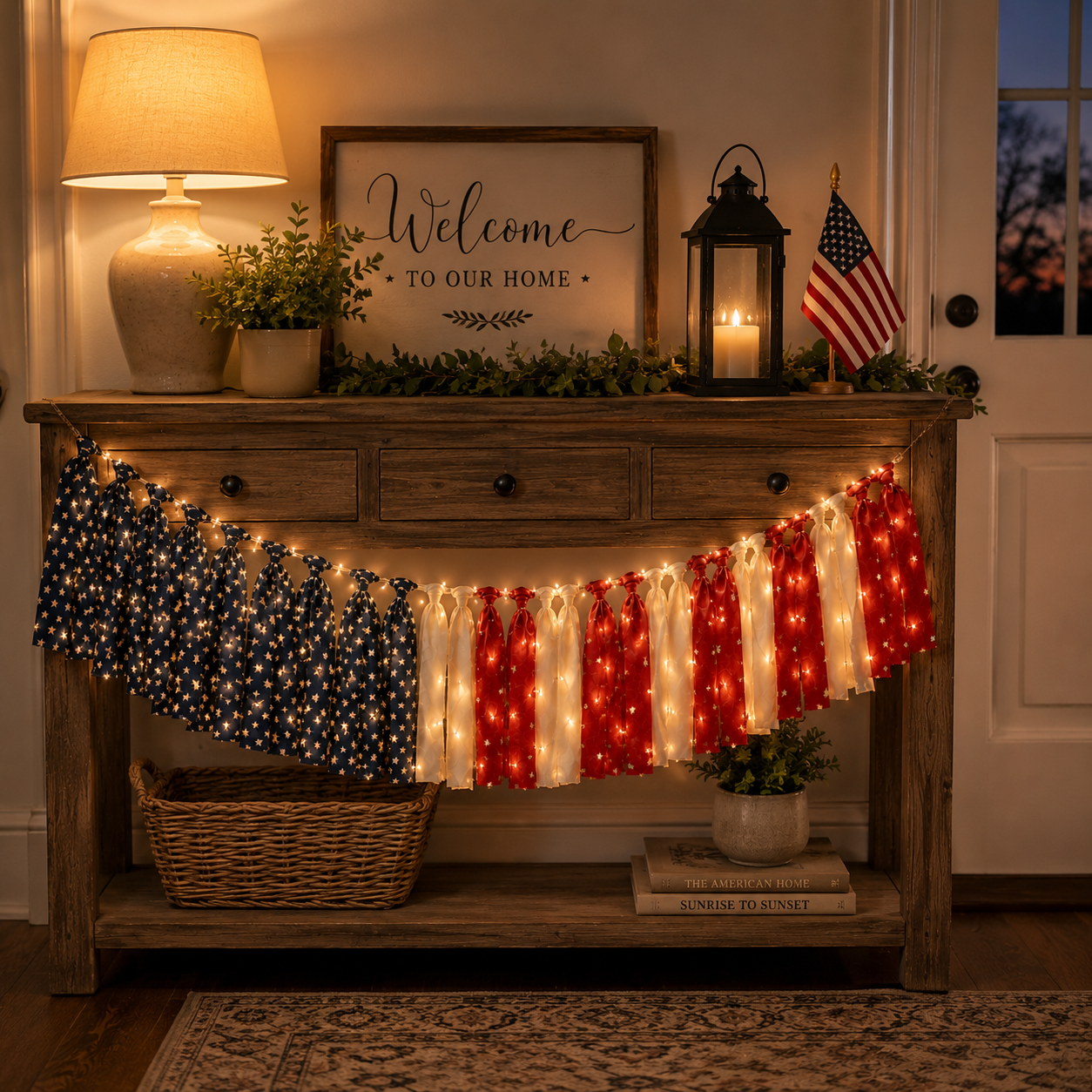 5.9 ft Patriotic Lighted Ribbon Garland