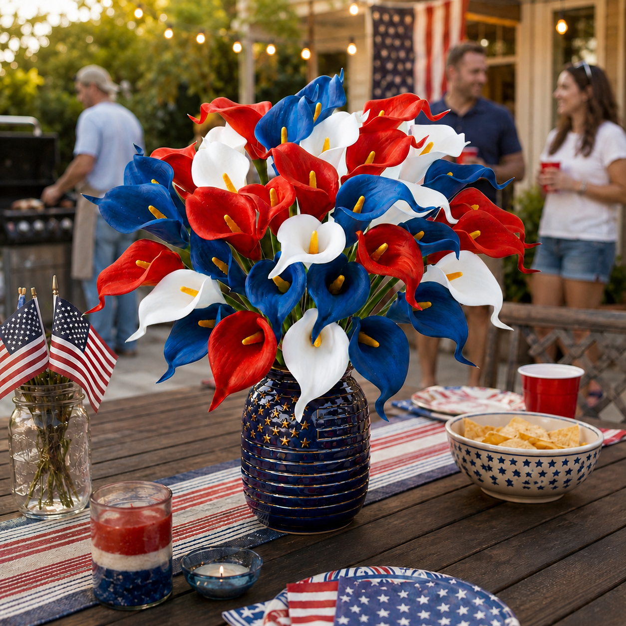 12-Piece Red, White & Blue Artificial Calla Lily Bouquet