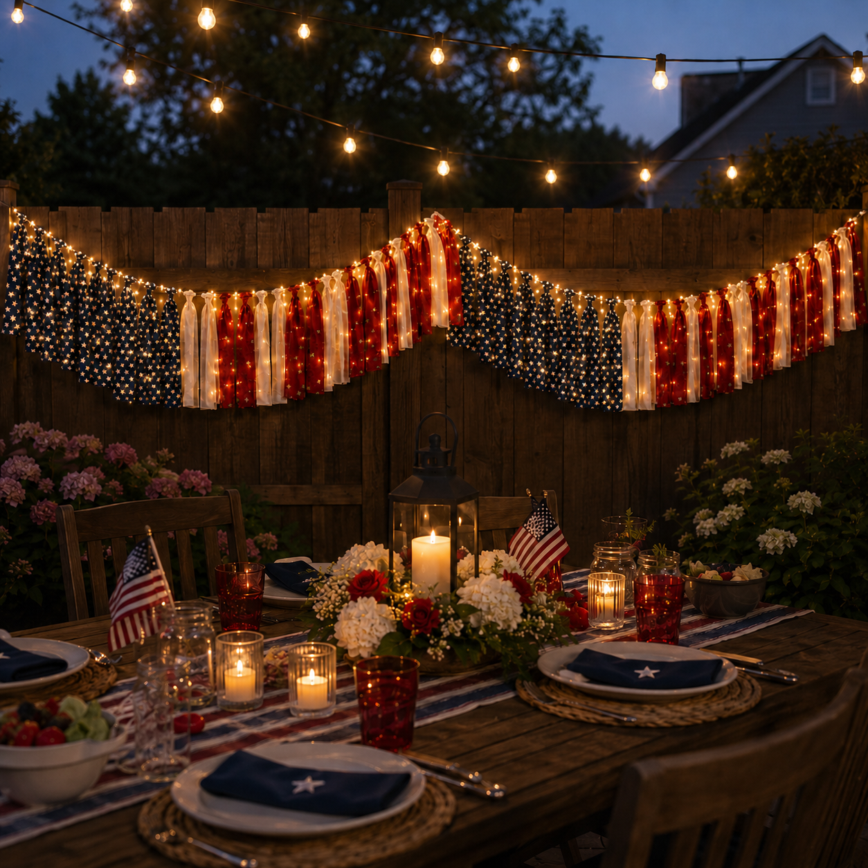 5.9 ft Patriotic Lighted Ribbon Garland