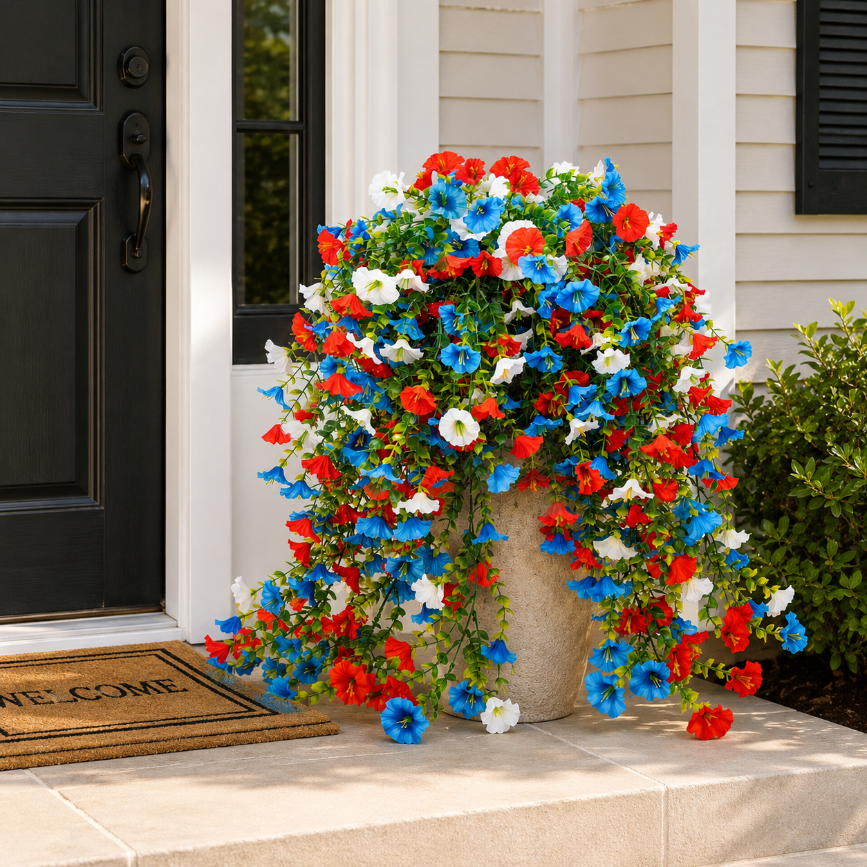Patriotic Red, White & Blue Artificial Cascading Flowers