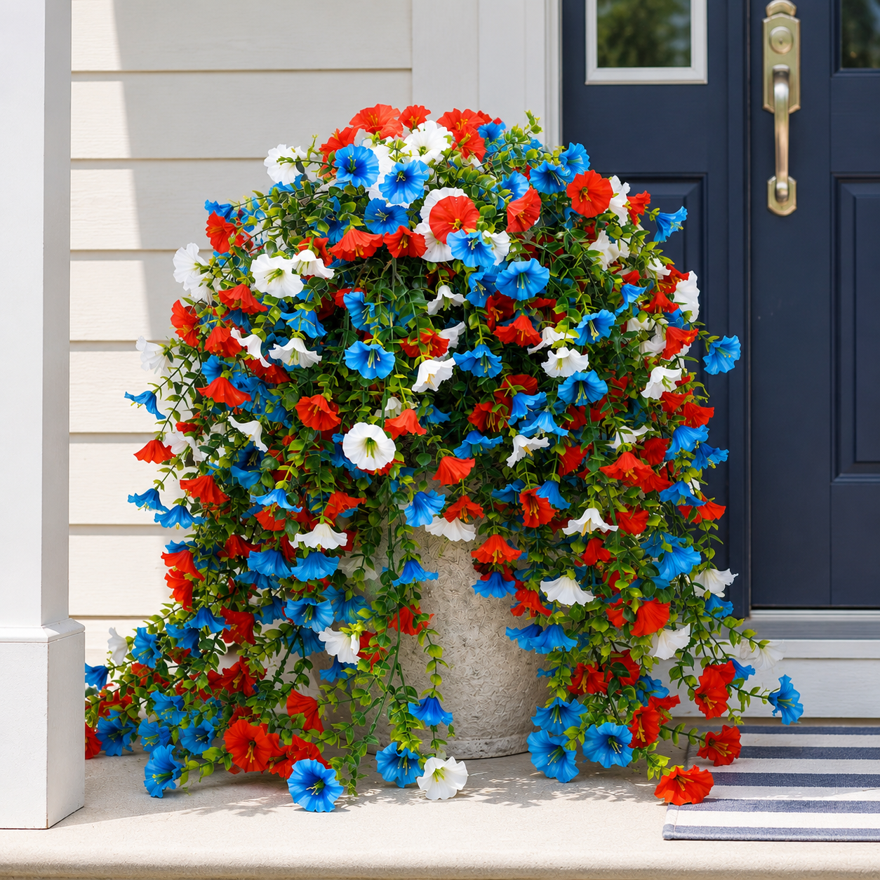 Patriotic Red, White & Blue Artificial Cascading Flowers