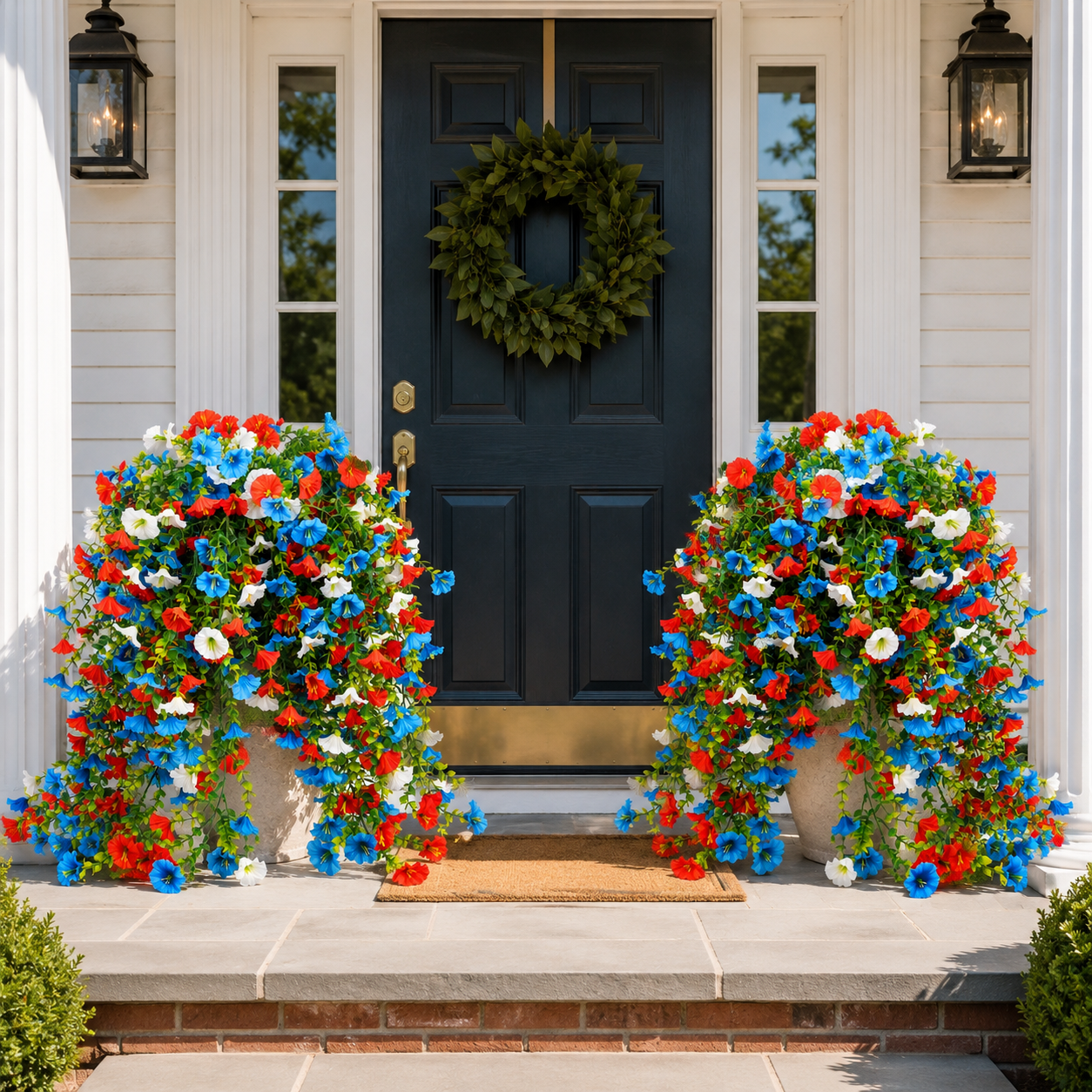 Patriotic Red, White & Blue Artificial Cascading Flowers