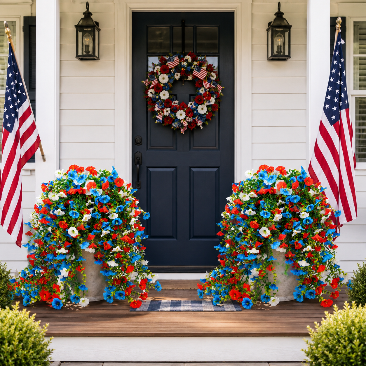 Patriotic Red, White & Blue Artificial Cascading Flowers