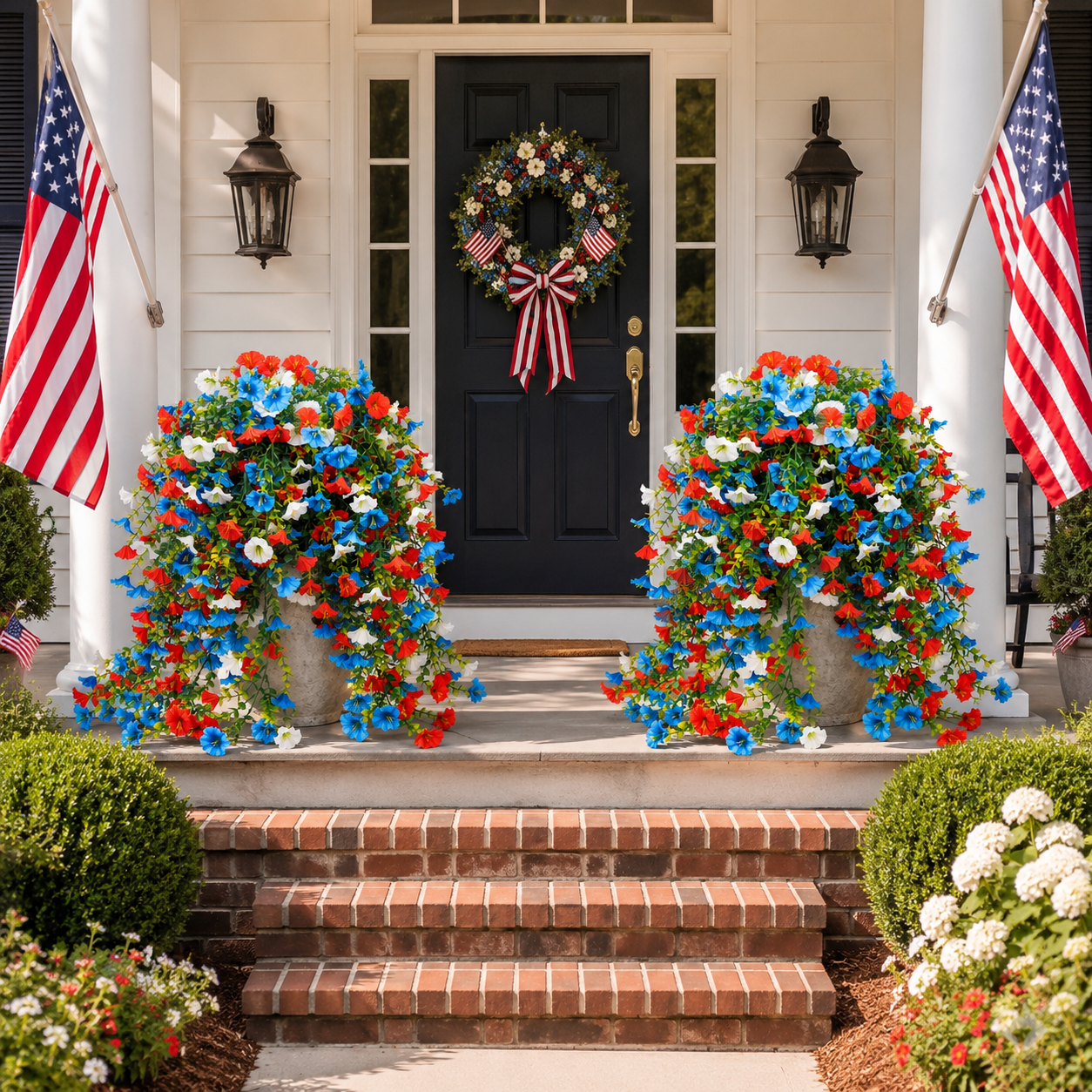 Patriotic Red, White & Blue Artificial Cascading Flowers