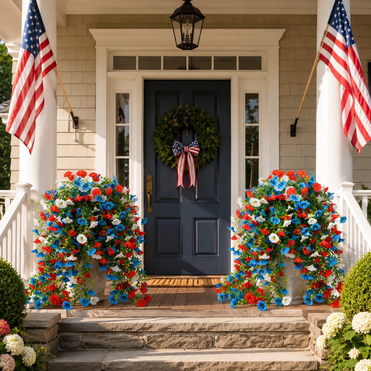 Patriotic Red, White & Blue Artificial Cascading Flowers