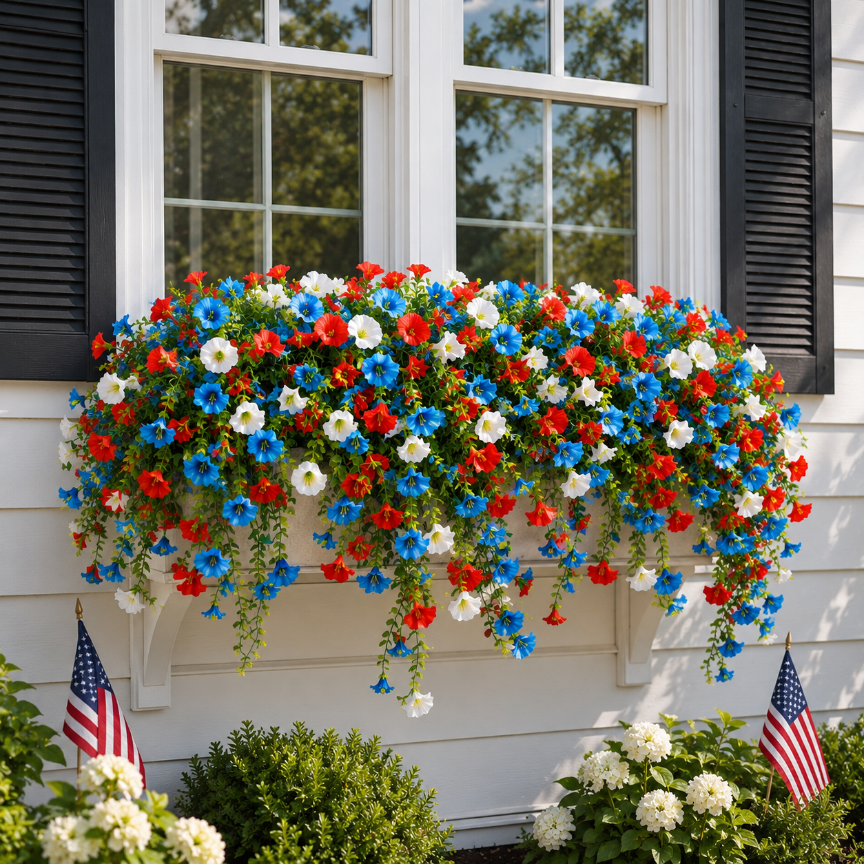 Patriotic Red, White & Blue Artificial Cascading Flowers