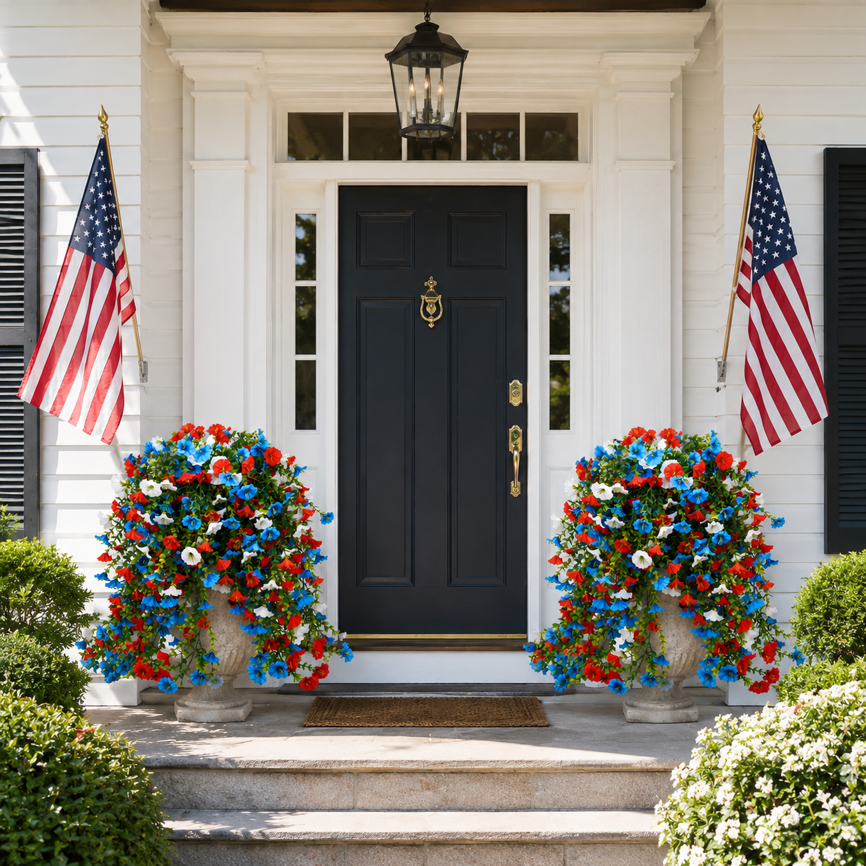 Patriotic Red, White & Blue Artificial Cascading Flowers