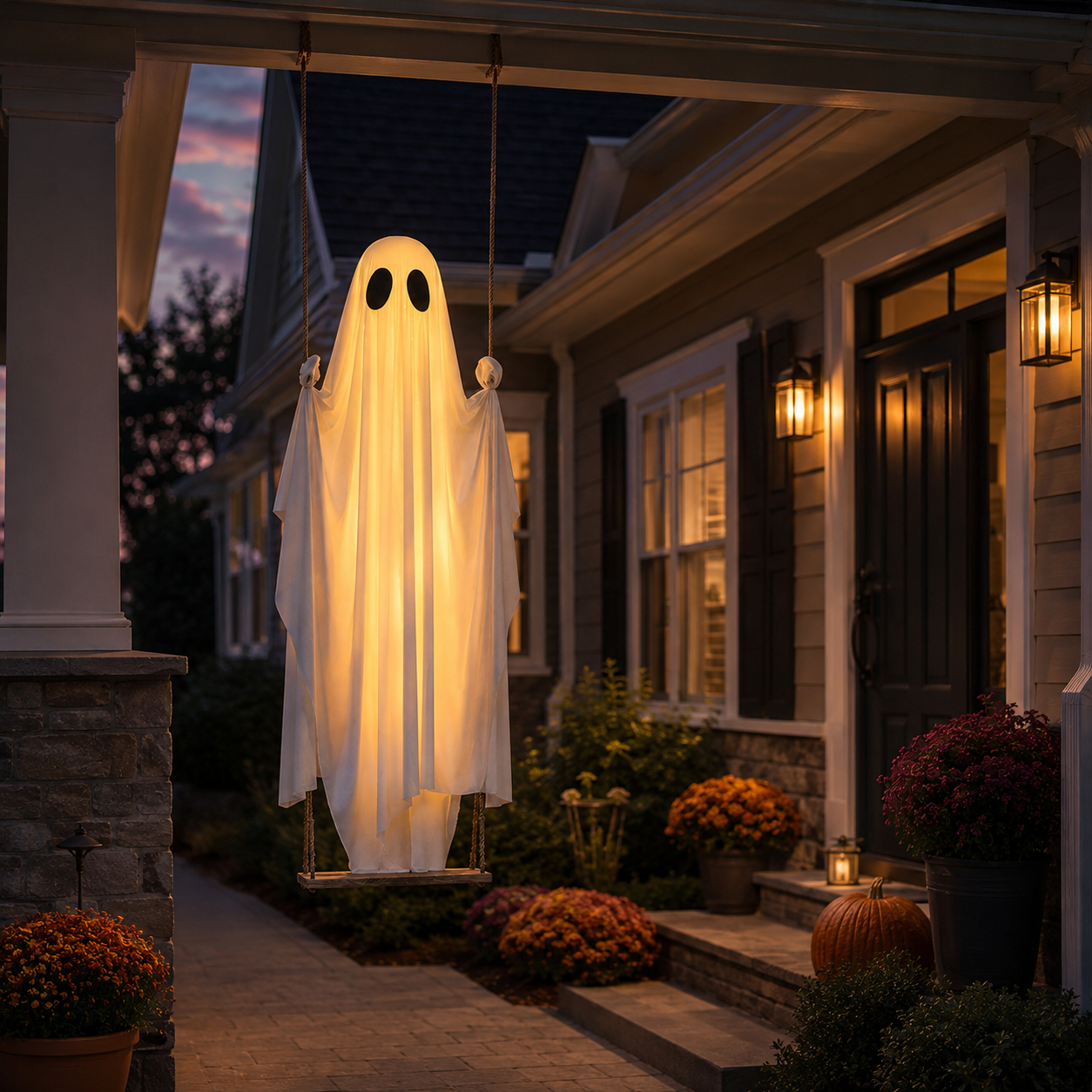 13FT Adjustable Lighted Swing Ghost Outdoor Decor
